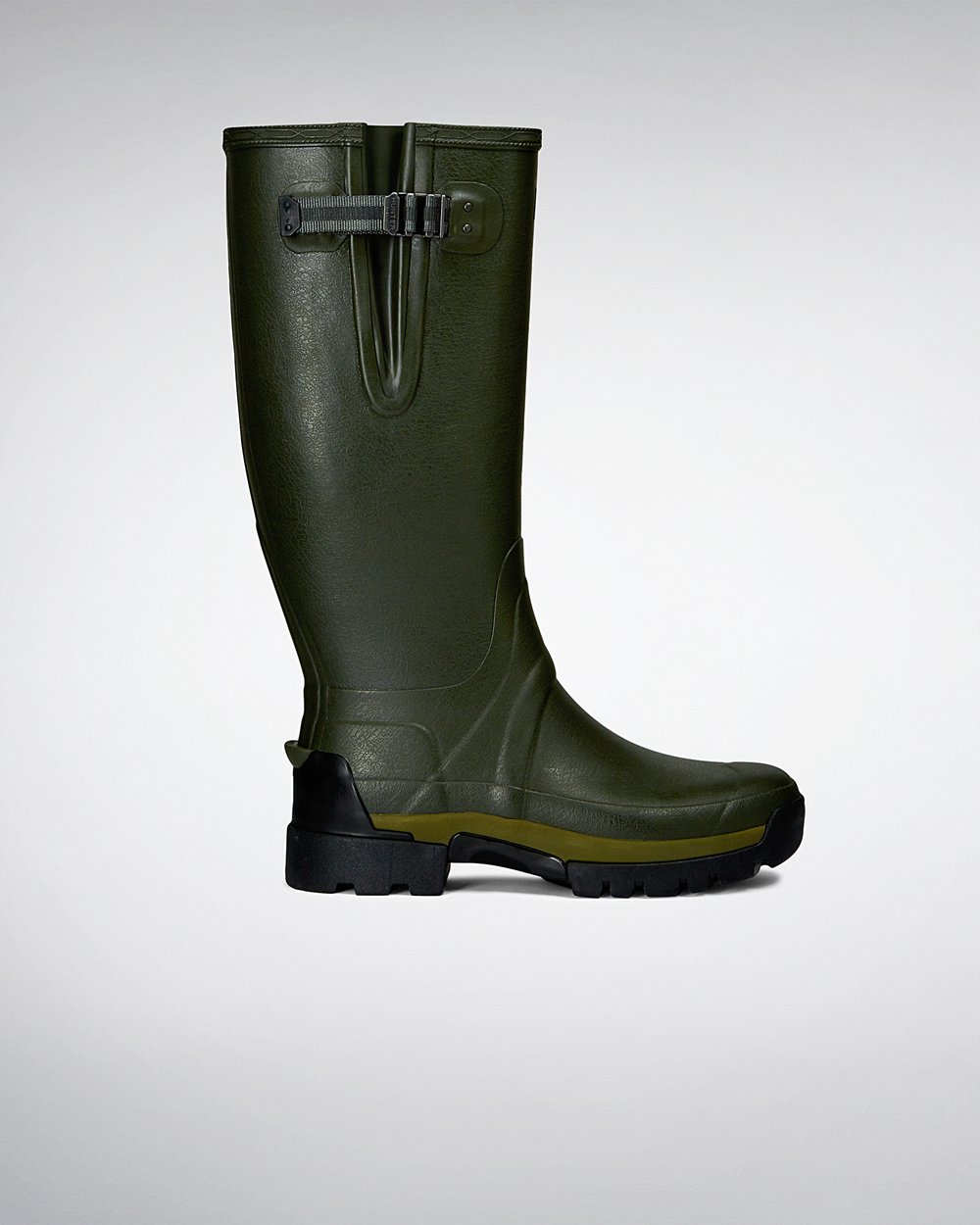 Botas de Lluvia Altas Hunter Hombre - Balmoral Adjustable 3Mm Neoprene - Verde Oscuro Oliva - KSDCLA